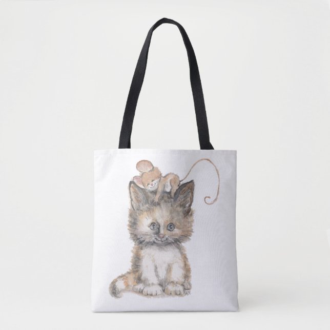 Diseño de gato y ratón en un Tote / bolsa (Anverso)