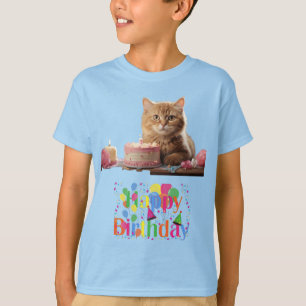 Diseño de gatos de cumpleaños feliz para camisetas