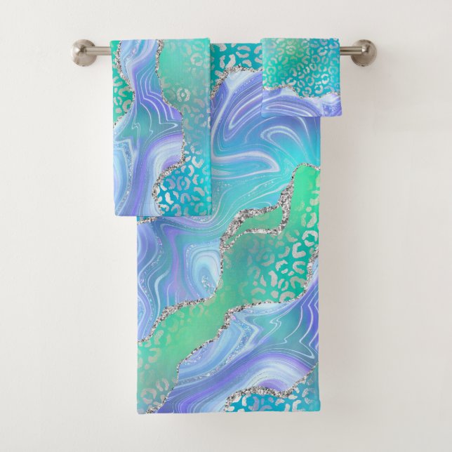Diseño de geoda de ágata azul y verde (In situ)