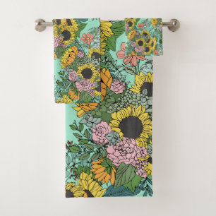 Diseño de girasoles amarillos y rosados de moda