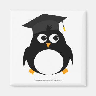 Diseño de Graduación de Pingüino - imán cuadrado