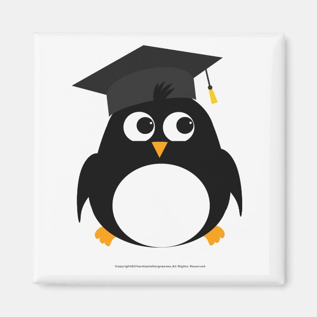 Diseño de Graduación de Pingüino - imán cuadrado (Frente)