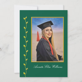 Diseño de hiedra dorada con anuncio de graduación
