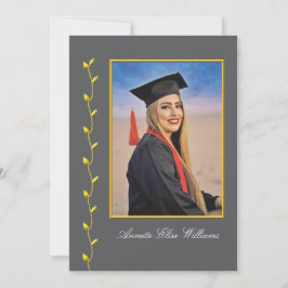 Diseño de hiedra dorada con anuncio de graduación