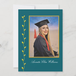 Diseño de hiedra dorada con anuncio de graduación 