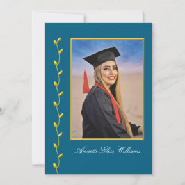 Diseño de hiedra dorada con anuncio de graduación 