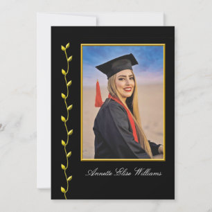Diseño de hiedra dorada con anuncio de graduación 