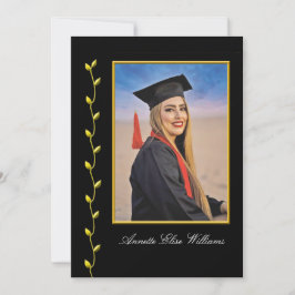 Diseño de hiedra dorada con anuncio de graduación