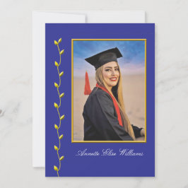 Diseño de hiedra dorada con anuncio de graduación