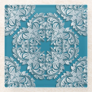 Diseño de Hielo Azul Vidrio Posavasos