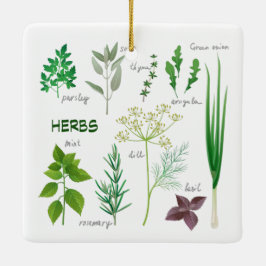 Diseño de hierbas variadas Ornamento cerámico