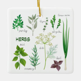 Diseño de hierbas variadas Ornamento cerámico