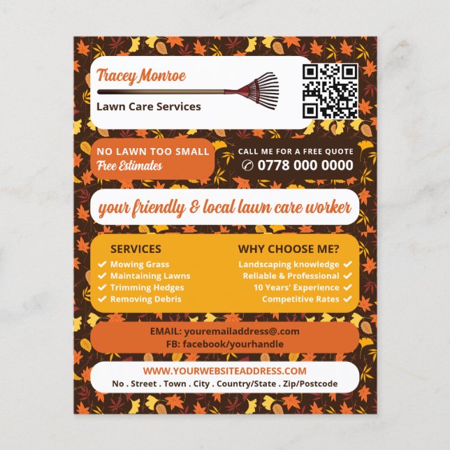 Diseño de hojas rusas, servicios de cuidado de cés (Frente)