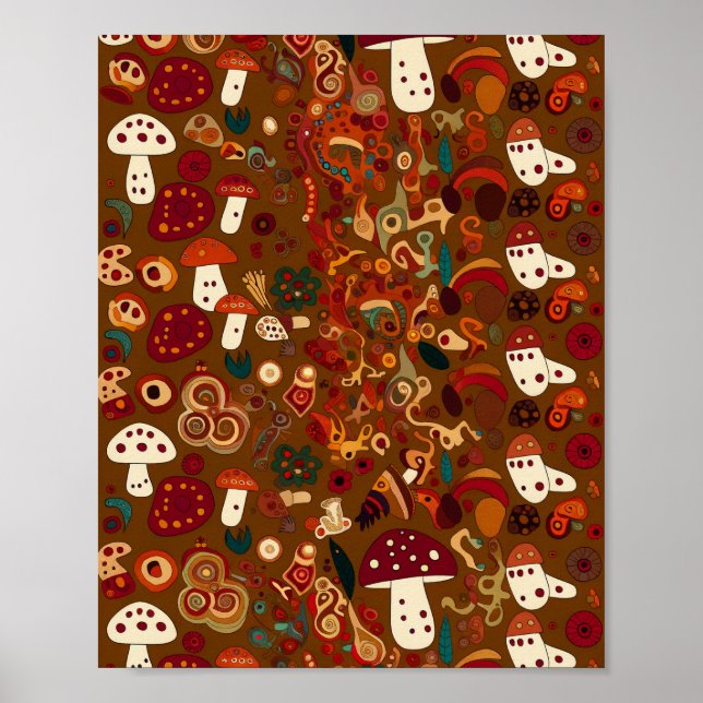 Diseño de hongo silvestre de arte popular (Frente)