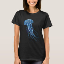 Diseño de ilustracion Blue Jellyfish Camiseta negr