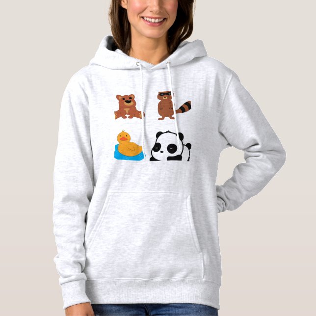 Diseño de ilustración de Panda Sudadera con capuch (Anverso)