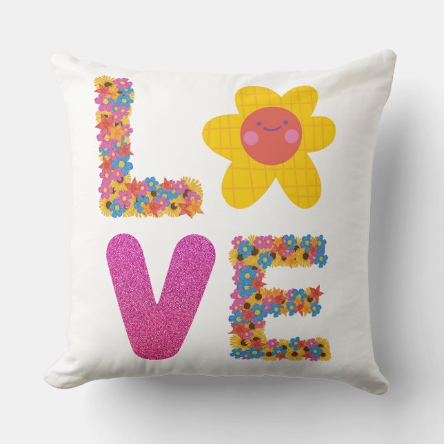 Diseño de impresión de amor en almohada de algodón (Anverso)