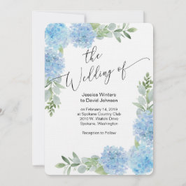 Diseño de invitación a bodas de hidrangea floral a