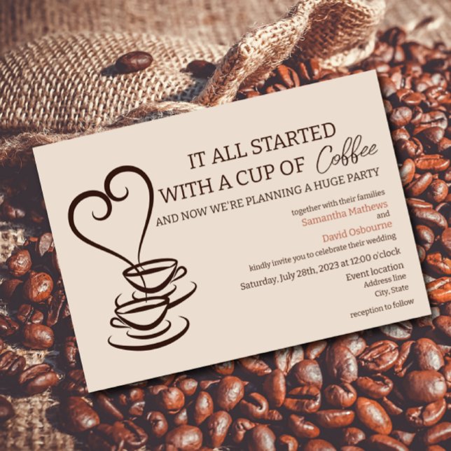 Diseño de invitación a la boda con temática de caf (Subido por el creador)