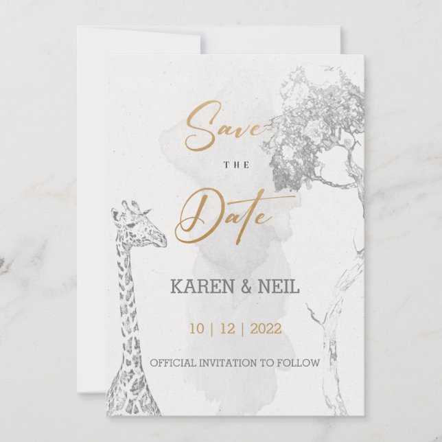 Diseño de Invitación con Tema Africano para Salvar (Anverso)