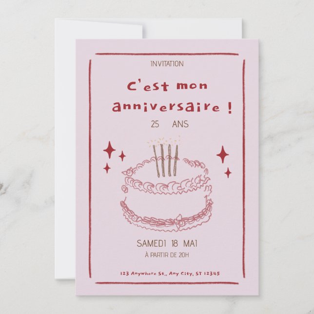 Diseño de Invitación de Aniversario Elegante (Anverso)