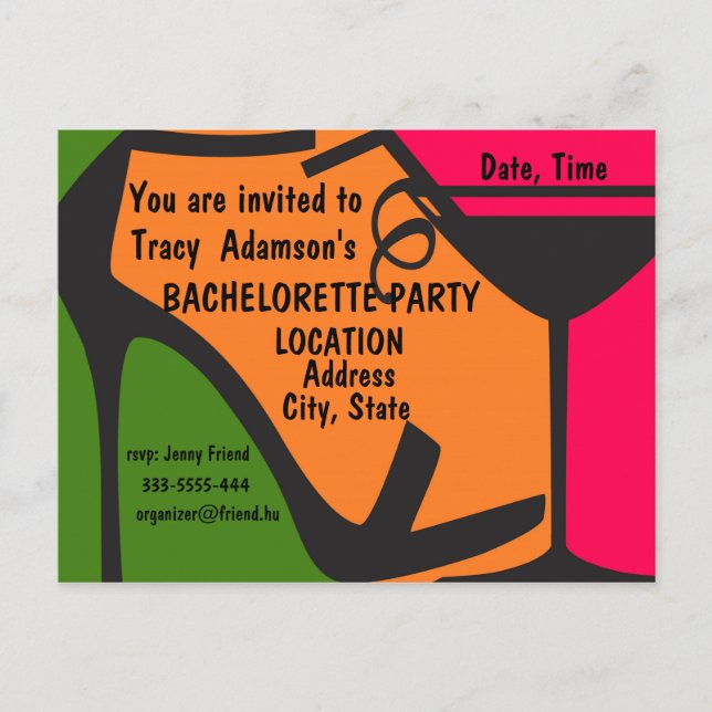 Diseño de invitación de Bachelorette Party (Anverso)