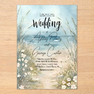 Diseño de Invitación de Boda Acuarela Costera