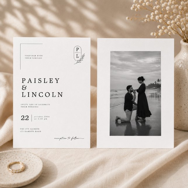 Diseño de Invitación de Boda con Monograma Mínimo. (Subido por el creador)