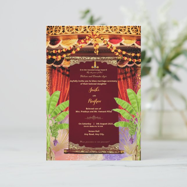 diseño de invitación de boda con scroll del sur de (Anverso de pie)