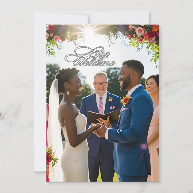 Diseño de invitación de boda de bienvenida (Anverso)