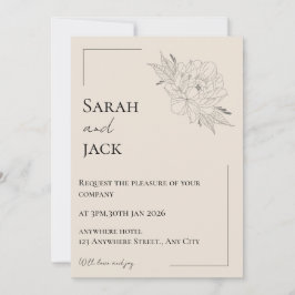 diseño de invitación de boda elegante beige