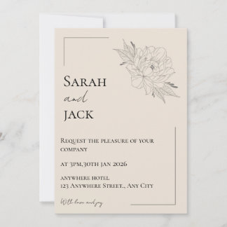 diseño de invitación de boda elegante beige