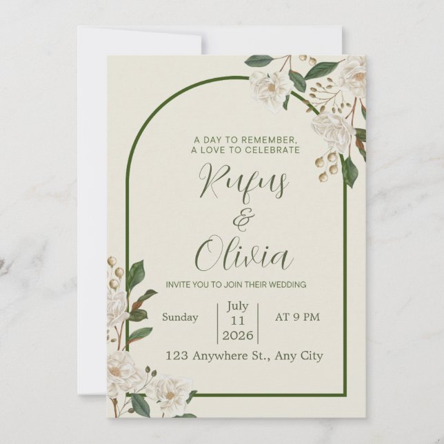 Diseño de Invitación de Boda Elegante – Personaliz (Anverso)