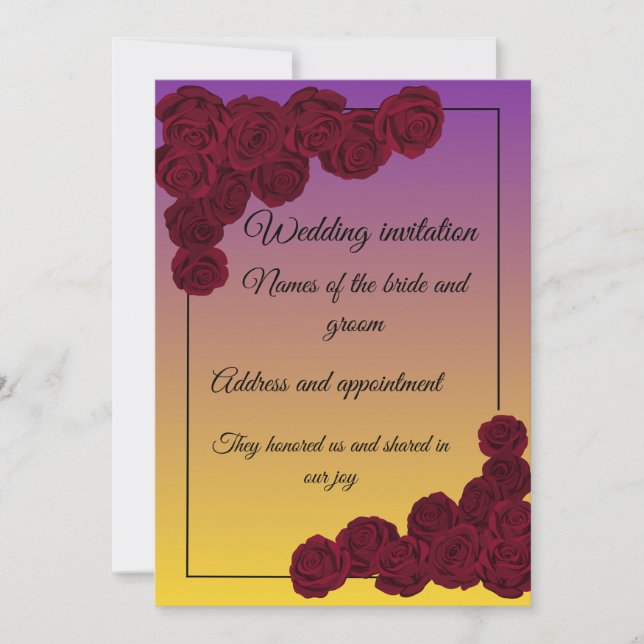 Diseño de Invitación de Boda Floral Elegante (Anverso)