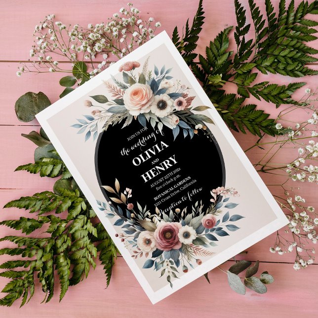 Diseño de Invitación de Boda Floral Rústico Elegan (Elegant Floral Rustic Wedding Invitation Design)