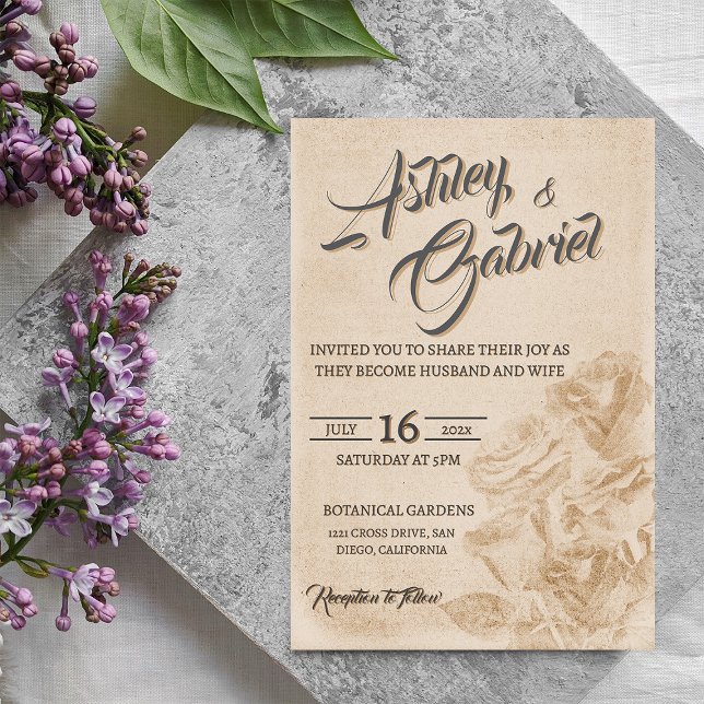 Diseño de Invitación de Boda Floral Rústico Elegan (Elegant Rustic Floral Wedding Invitation Design)