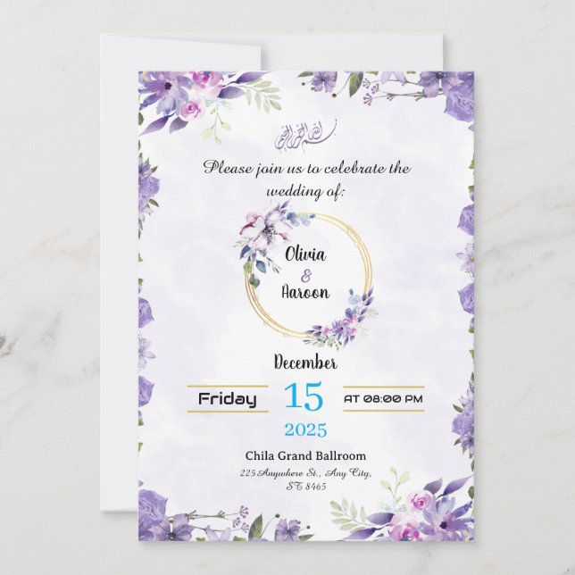 Diseño de Invitación de Bodas Personalizado (Anverso)