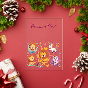 Diseño de invitación de cumpleaños de animal lindo