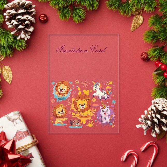Diseño de invitación de cumpleaños de animal lindo (Insitu (Vacaciones))