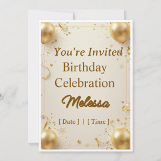 Diseño de Invitación de Cumpleaños de Marfil Elega