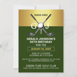 Diseño de invitación de monograma de golf minimali