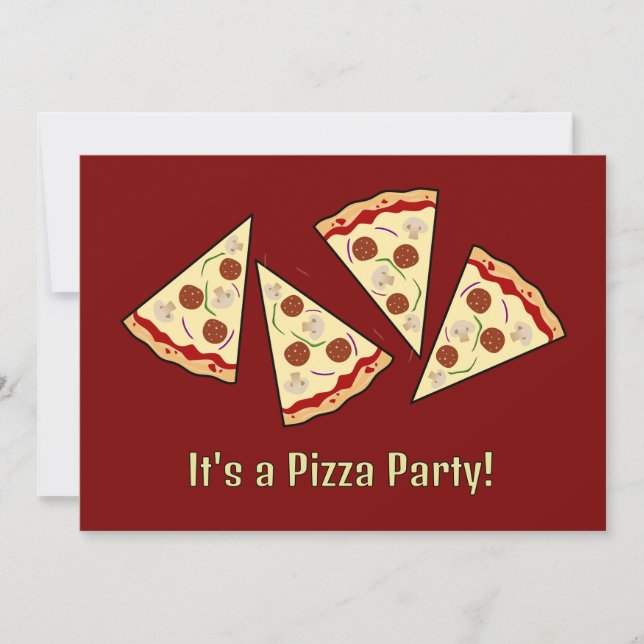 diseño de invitación de porciones de pizza (Anverso)