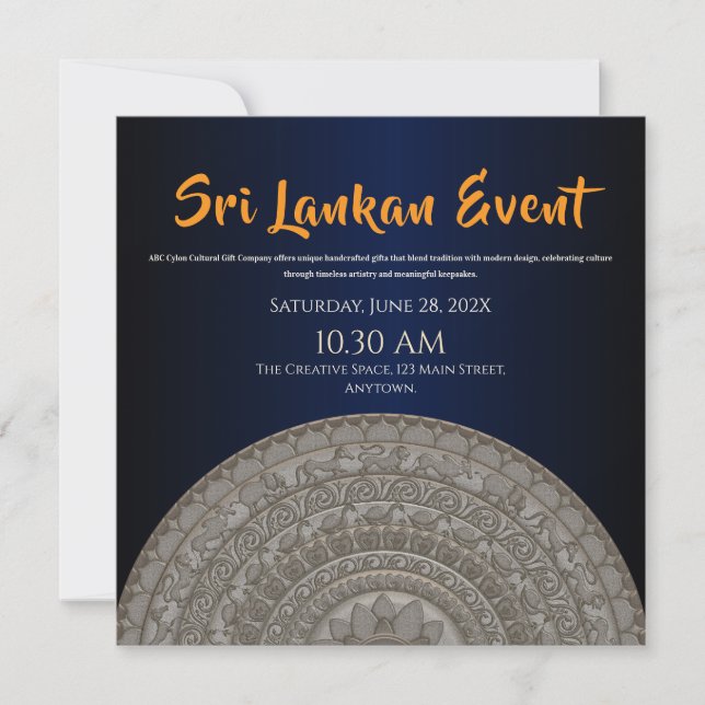 diseño de invitación de Sri Lanka (Anverso)