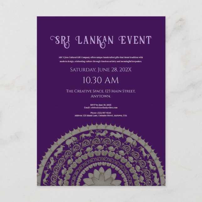 Diseño de invitación de Sri Lanka (Anverso)