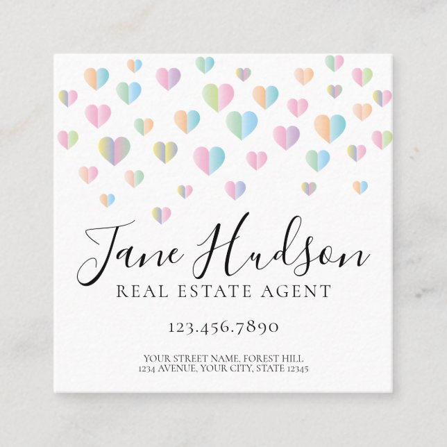 Diseño de Invitación Elegante con Motas de Corazón (Anverso)