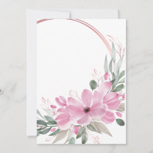 Diseño de invitación en blanco con curva y flores