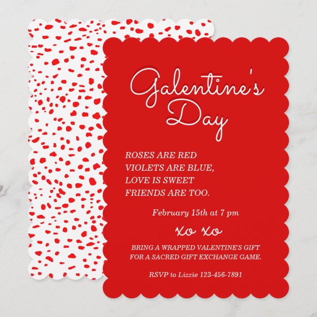 Diseño de invitación para el día de Galentine (Anverso / Reverso)