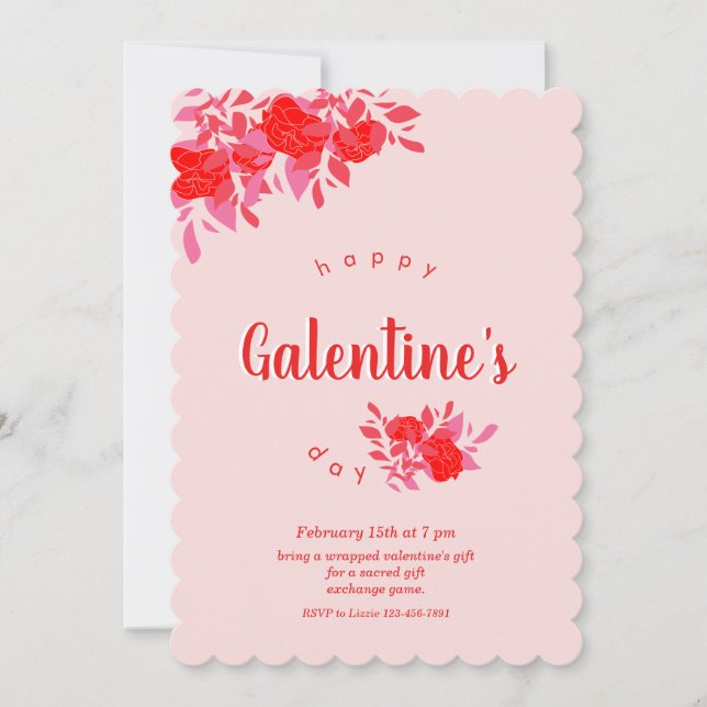 Diseño de invitación para el día de Galentine (Anverso)