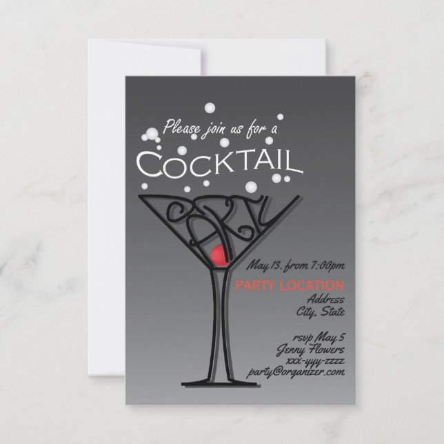 Diseño de invitación para fiesta de cócteles (Anverso)