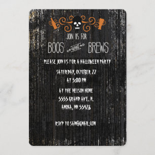 Diseño de invitación para Halloween Boos y Brews